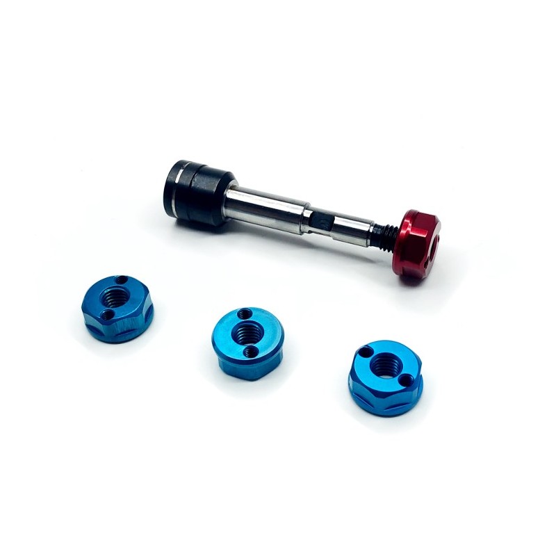 set axe de roue pas gauche + 4 écrous sécurité