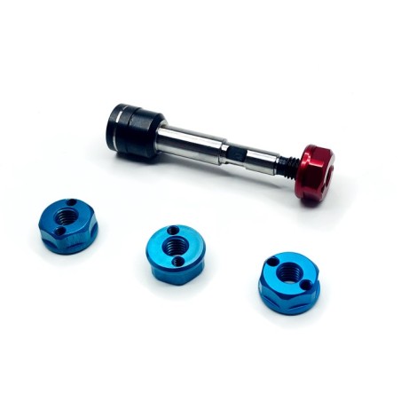 set axe de roue pas gauche + 4 écrous sécurité